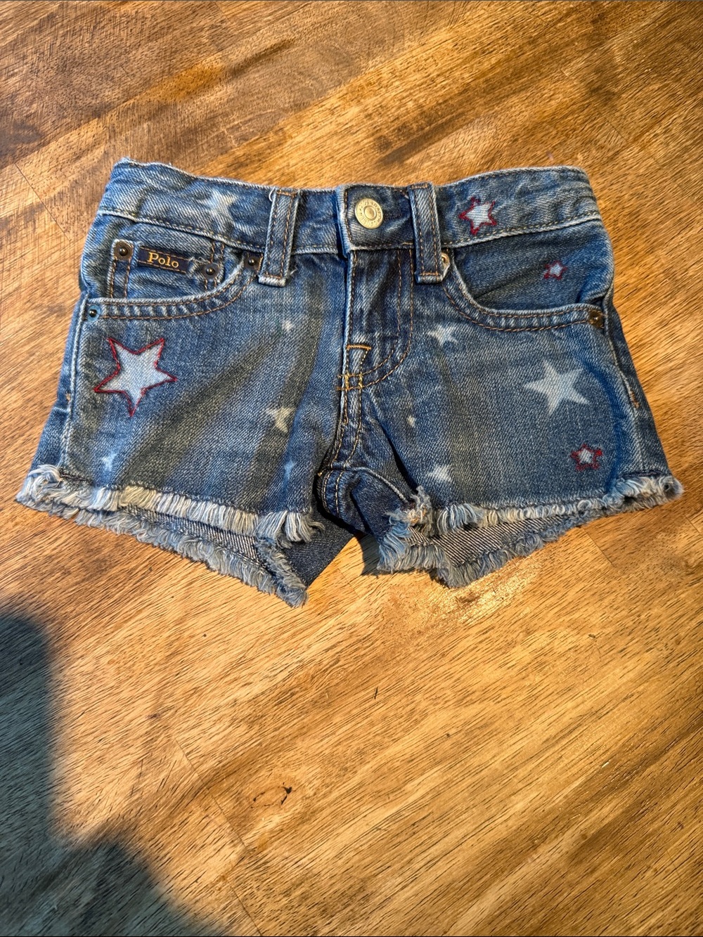 Polo by Ralph Lauren Blue Denim Star Embroidered Girls' Shorts